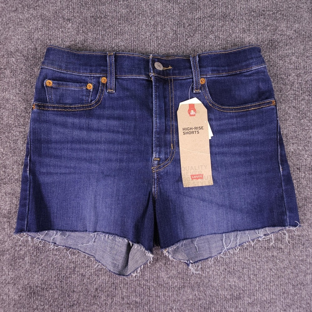Levi's High-Rise Shorts Womens 8 W29 Blue Denim‎ Raw Hem Cutoff Frayed 728780019